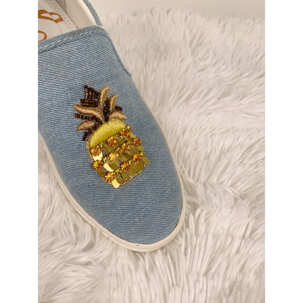 Sam Edelman Embroidered Denim Slip-On Sneakers - Picture 3 of 10